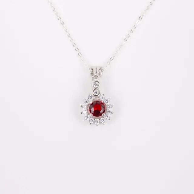 Mặt dây chuyền kim cương Ruby Infinity màu đỏ kèm dây Tặng kèm