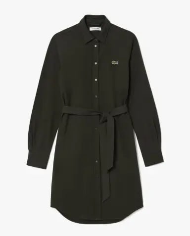 LACOSTE Đầm nữ Lacoste vải piqué có thắt lưng màu xanh