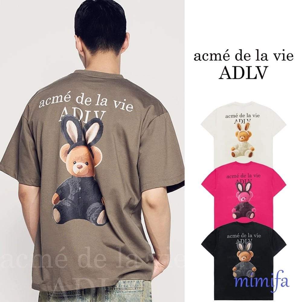 Acme de la vie ADLV RABBIT BEAR DOLL LOGO Áo thun ngắn tay