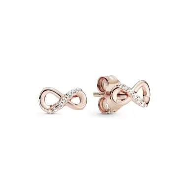 PANDORA Hoa tai hình infinity Rose gold màu đồng